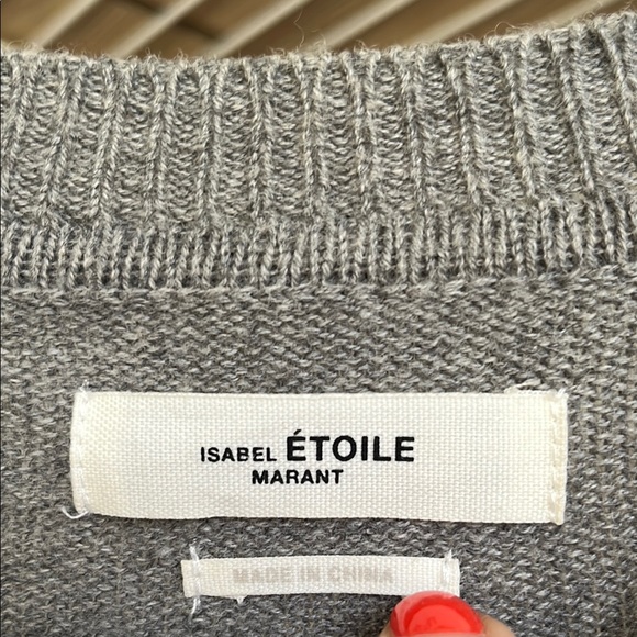 Isabel Marant Gray Crew Neck Sweater with Puff Shoulders - Picture 3 of 12